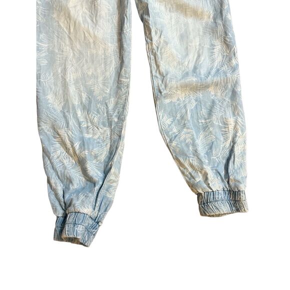 Anthropologie Cloth & Stone Denim Drawstring Lightweight Joggers Tropical Leaf P - Picture 7 of 10